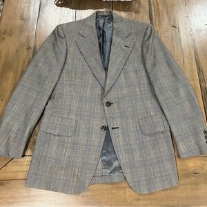 Vintage Hart Schaffer Marx Glen Plaid Sport Coat, Size 38R, Black/White Plaid